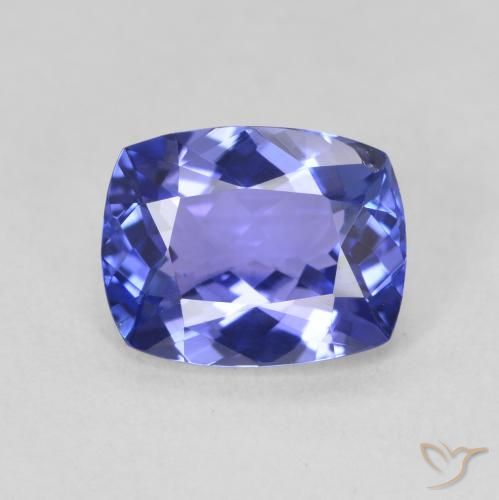 2.04ct Natural Azul oscuro tanzanita, Forma Cojín, VVS