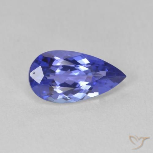 Tanzanita Azul violeta oscuro natural de 1.77 ct, En forma de pera, VVS