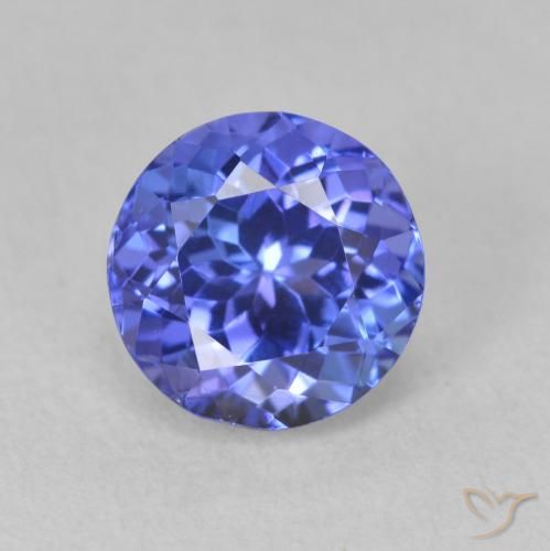 Tanzanita Azul violeta oscuro natural de 1.73 ct, Redondo, VVS