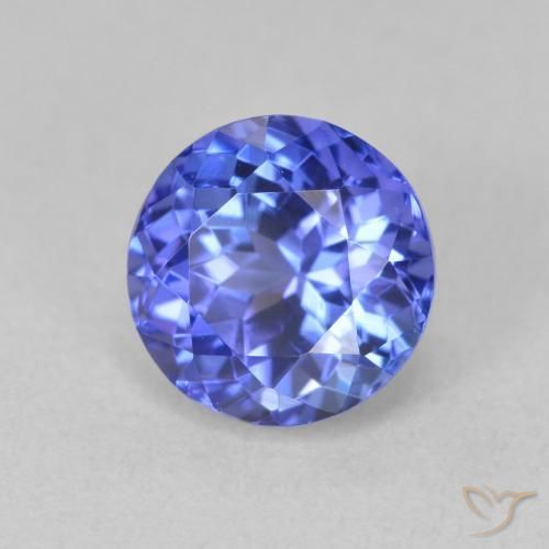 Tanzanita Azul violeta oscuro natural de 1.73 ct, Redondo, VVS