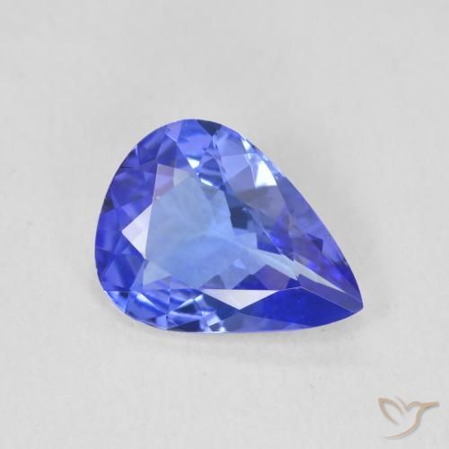 Tanzanita Azul violeta oscuro natural de 1.73 ct, En forma de pera, VVS