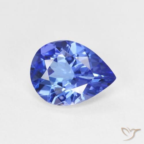 Tanzanita Azul violeta oscuro natural de 1.53 ct, En forma de pera, VVS