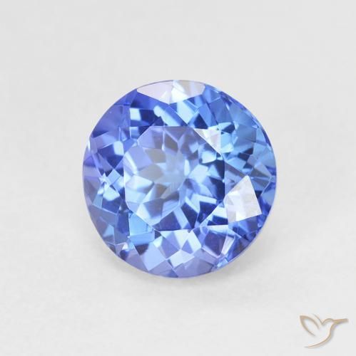 Tanzanita Azul violeta oscuro natural de 1.65 ct, Redondo, VVS