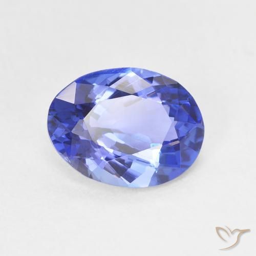 Tanzanita Azul violeta oscuro natural de 1.69 ct, Ovalada, VVS-VS
