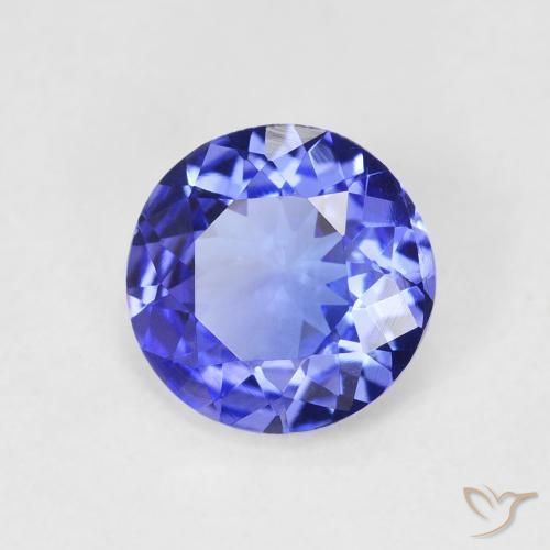 Tanzanita Azul violeta intenso natural de 1.72 ct, Redondo, VVS