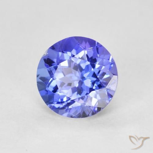 Tanzanita Azul violeta intenso natural de 1.56 ct, Redondo, VVS-VS