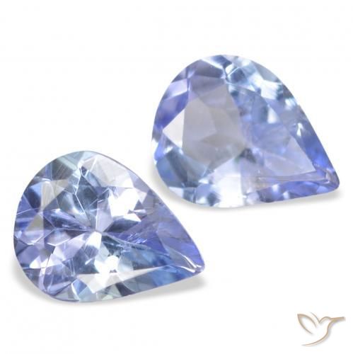 Gemas de Tanzanita Azul pastel natural de 0.63 ct, En forma de pera, VS