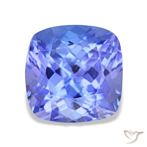 Tanzanita azul natural de 2,40 ct, corte cojín, VVS-VS
