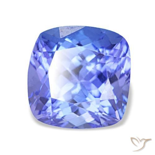 Tanzanita azul natural de 2,40 ct, corte cojín, VVS-VS