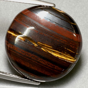 Tiger's eye matrix multicolor natural de 31,63 ct, corte redondo, opaco
