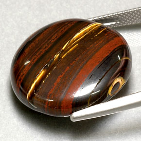 Tiger's eye matrix multicolor natural de 31,63 ct, corte redondo, opaco