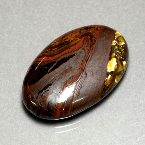 Tiger's eye matrix multicolor natural de 35,49 ct, corte óvalo, opaco