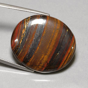 Tiger's eye matrix multicolor natural de 53,09 ct, corte óvalo, opaco