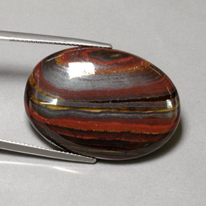 Tiger's eye matrix multicolor natural de 45,58 ct, corte óvalo, opaco