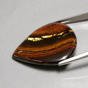 Tiger's eye matrix multicolor natural de 37,44 ct, en forma de pera, opaco