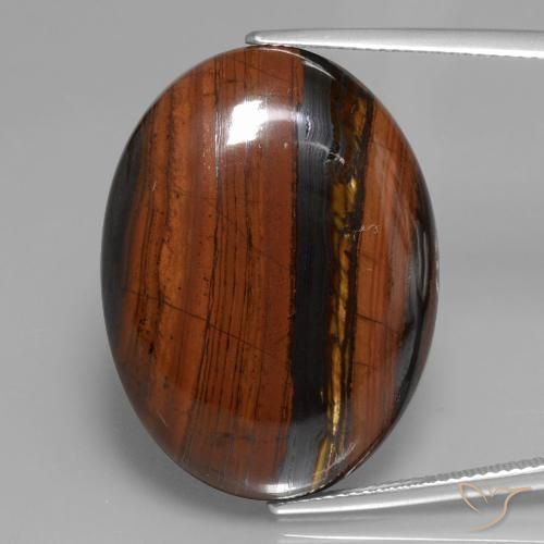 43.68ct Natural Multicolor Matriz Ojo de Tigre, Ovalada, Opaco