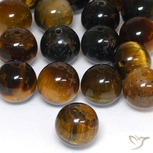 Matriz Ojo de Tigre Marrón claro medio natural de 7.71 ct, Esfera / Bola, Opaco