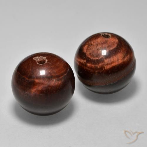 Gemas de Matriz Ojo de Tigre Marrón canela natural de 24.04 ct, Esfera / Bola, Opaco