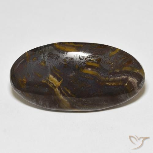 45.45ct Natural Multicolor Matriz Ojo de Tigre, Ovalada, Opaco