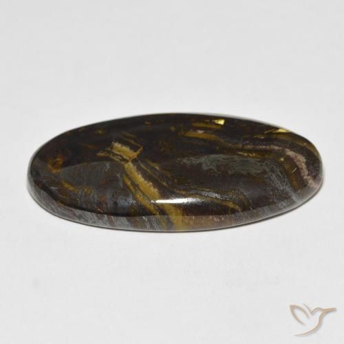 Matriz Ojo de Tigre Multicolor natural de 45.45 ct, Ovalada, Opaco