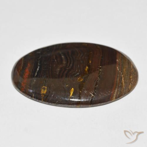 Matriz Ojo de Tigre Multicolor natural de 44.52 ct, Ovalada, Opaco