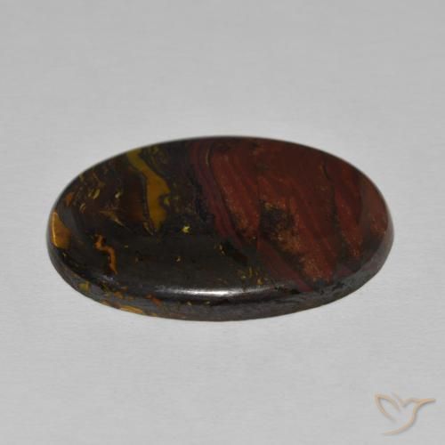 Matriz Ojo de Tigre Multicolor natural de 30.34 ct, Ovalada, Opaco