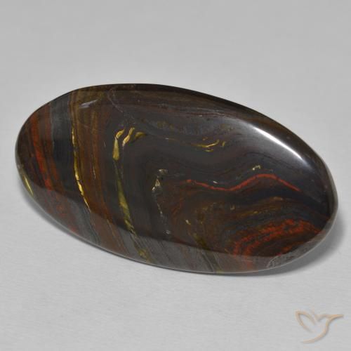 Matriz Ojo de Tigre Multicolor natural de 42.75 ct, Ovalada, Opaco