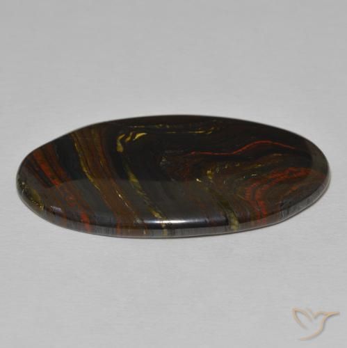 Matriz Ojo de Tigre Multicolor natural de 42.75 ct, Ovalada, Opaco