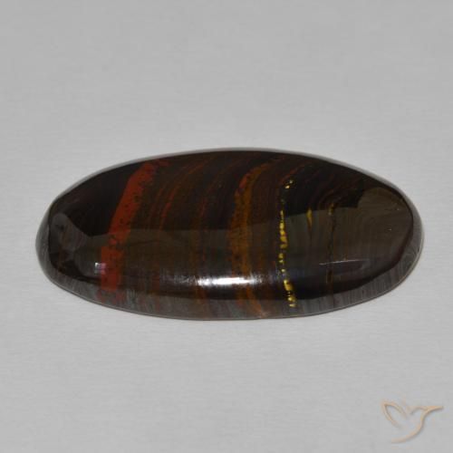 Matriz Ojo de Tigre Multicolor natural de 31.26 ct, Ovalada, Opaco