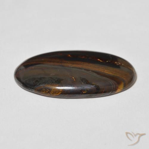 Matriz Ojo de Tigre Multicolor natural de 31.33 ct, Ovalada, Opaco