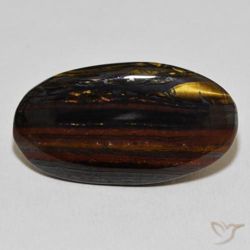 23.48ct Natural Multicolor Matriz Ojo de Tigre, Ovalada, Opaco