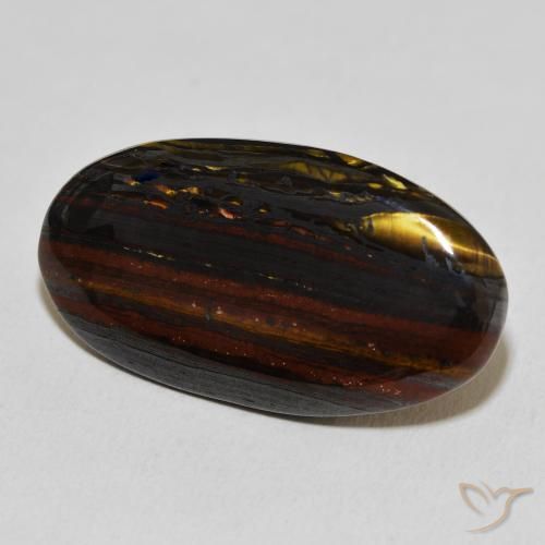 Matriz Ojo de Tigre Multicolor natural de 23.48 ct, Ovalada, Opaco