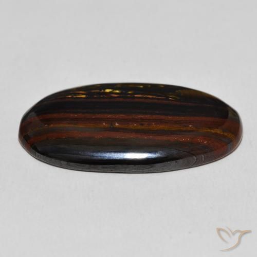 Matriz Ojo de Tigre Multicolor natural de 23.48 ct, Ovalada, Opaco