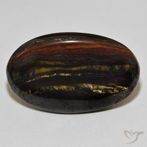 49.72ct Natural Multicolor Matriz Ojo de Tigre, Ovalada, Opaco