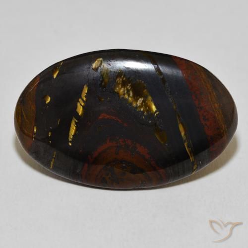 33.61ct Natural Multicolor Matriz Ojo de Tigre, Ovalada, Opaco