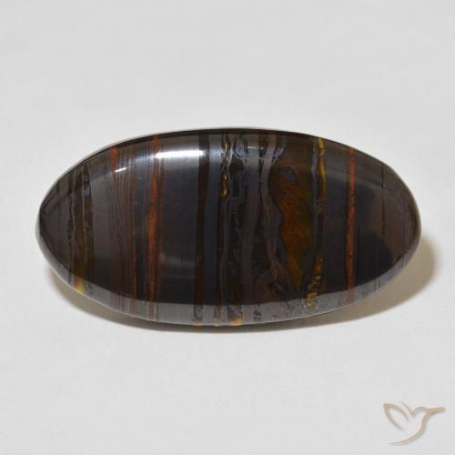 36.56ct Natural Multicolor Matriz Ojo de Tigre, Ovalada, Opaco