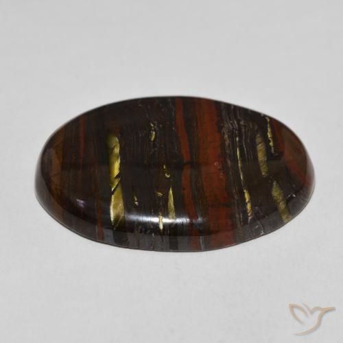 Matriz Ojo de Tigre Multicolor natural de 43.25 ct, Ovalada, Opaco