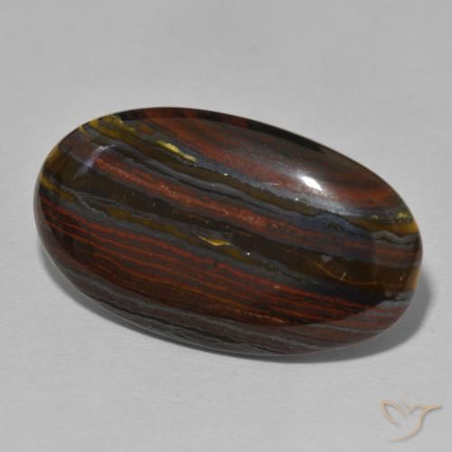 Matriz Ojo de Tigre Multicolor natural de 34.30 ct, Ovalada, Opaco
