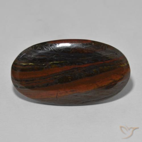 32.15ct Natural Multicolor Matriz Ojo de Tigre, Ovalada, Opaco
