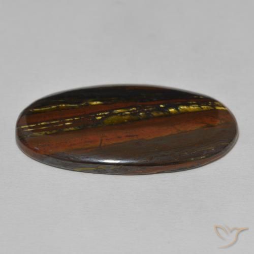 Matriz Ojo de Tigre Multicolor natural de 32.15 ct, Ovalada, Opaco
