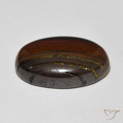 Matriz Ojo de Tigre Multicolor natural de 20.82 ct, Ovalada, Opaco