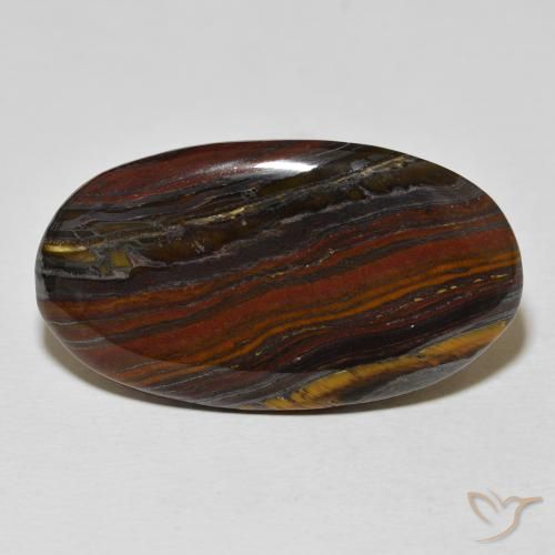 32.51ct Natural Multicolor Matriz Ojo de Tigre, Ovalada, Opaco
