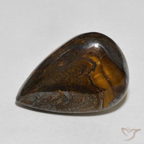 Matriz Ojo de Tigre Multicolor natural de 30.06 ct, En forma de pera, Opaco