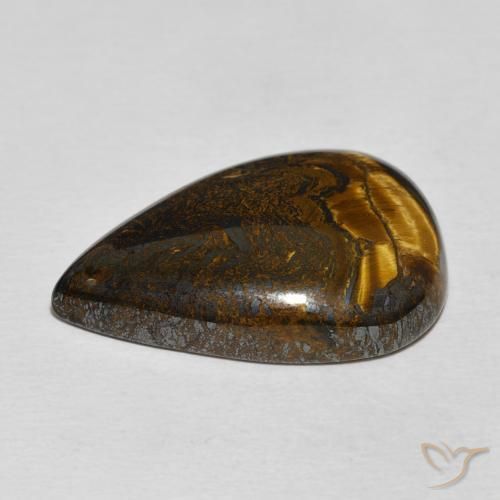 Matriz Ojo de Tigre Multicolor natural de 30.06 ct, En forma de pera, Opaco