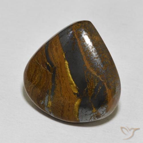 Matriz Ojo de Tigre Multicolor natural de 23.86 ct, En forma de pera, Opaco