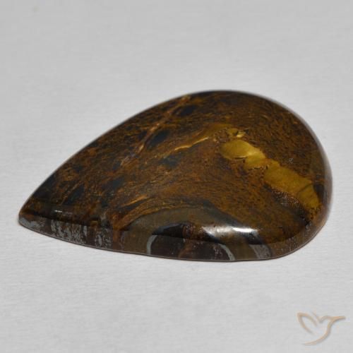 Matriz Ojo de Tigre Marrón cedro natural de 31.52 ct, En forma de pera, Opaco