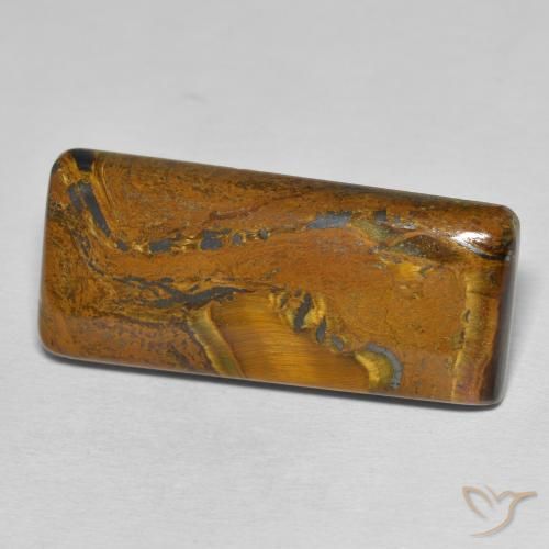 36.09ct Natural Marrón dorado Matriz Ojo de Tigre, Corte Baguette, Opaco