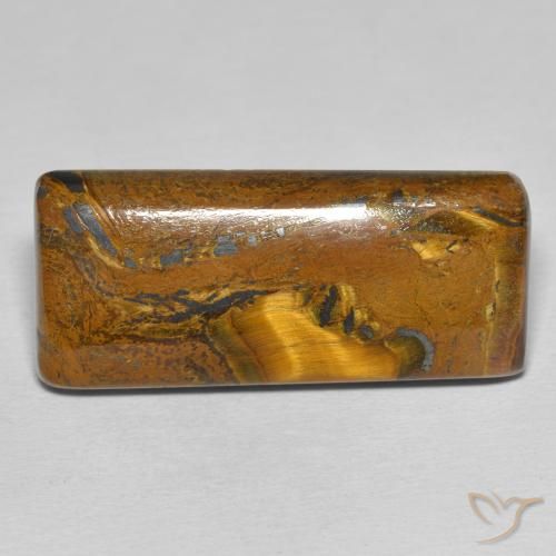 Matriz Ojo de Tigre Marrón dorado natural de 36.09 ct, Corte Baguette, Opaco