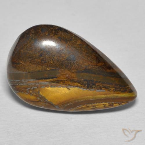 Matriz Ojo de Tigre Marrón medio natural de 21.26 ct, En forma de pera, Opaco