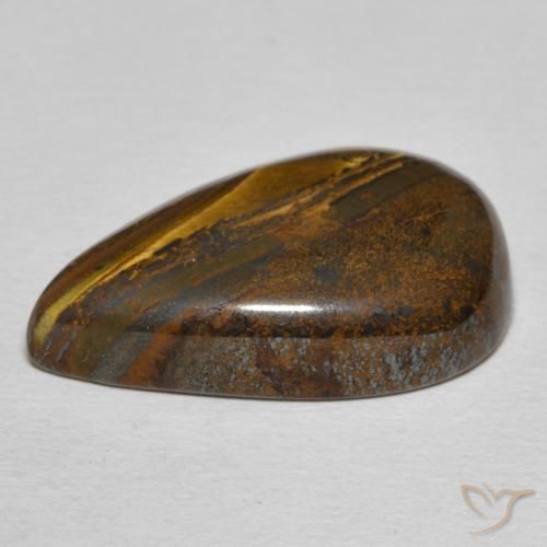 Matriz Ojo de Tigre Marrón medio natural de 21.26 ct, En forma de pera, Opaco